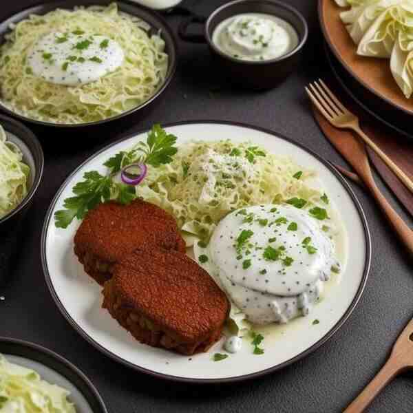 Мясная солянка с капустой в сметане